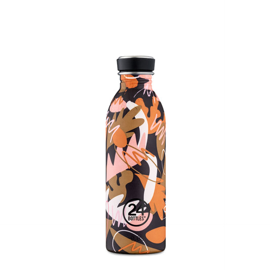 Stylish 24Bottles Borraccia with a modern camouflage pattern, featuring a durable stainless steel construction and a sleek black lid.